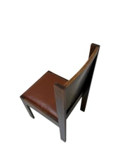 Art Deco Modernist Side Chair with Leather Seat, 1930s
